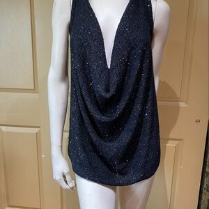 NWT INC International Concepts Sequined Drapey Neck Top Size S